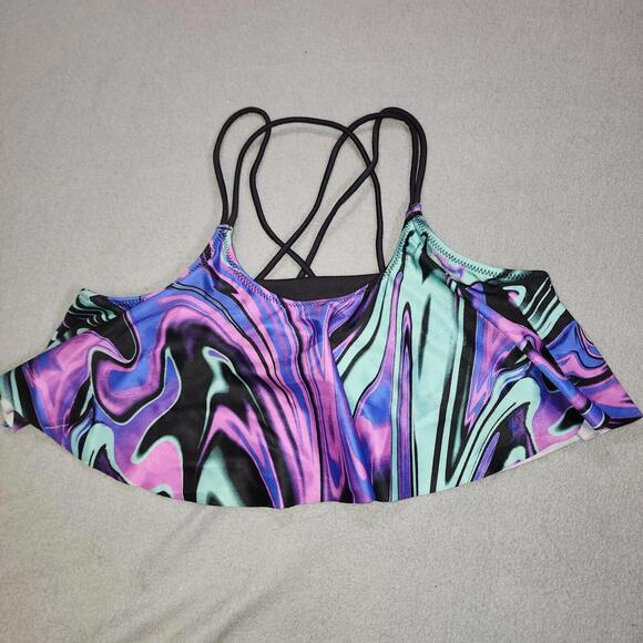 H&M Juniors Bathing Suit Top 20‎ Purple Blue Green Swirl - Picture 1 of 4